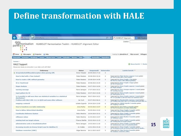 Define transformation with HALE 15 