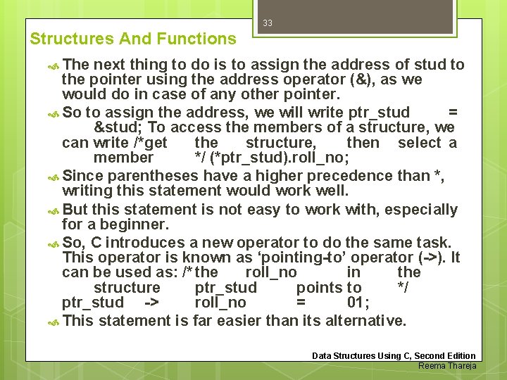 33 Structures And Functions The next thing to do is to assign the address