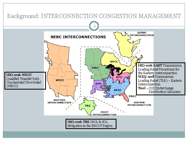 Background: INTERCONNECTION CONGESTION MANAGEMENT 4 IRO-006 -EAST Transmission Loading Relief Procedures for the Eastern