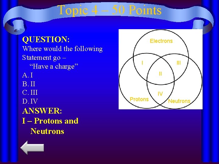 Topic 4 – 50 Points QUESTION: Where would the following Statement go – “Have