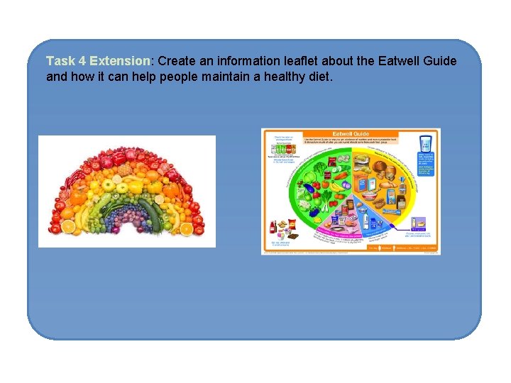 Task 4 Extension: Create an information leaflet about the Eatwell Guide and how it