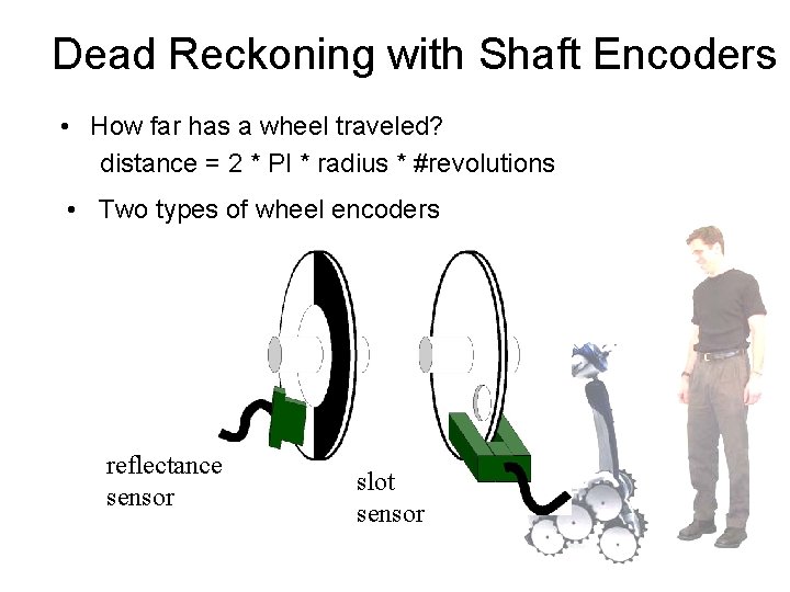 Dead Reckoning with Shaft Encoders • How far has a wheel traveled? distance =