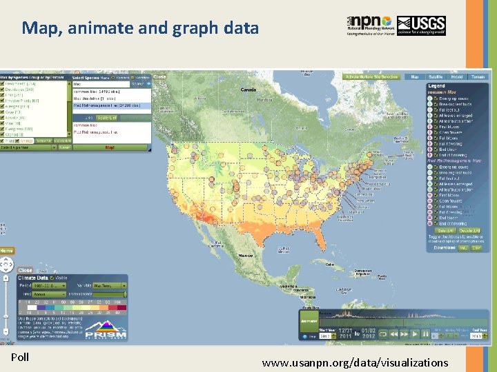 Map, animate and graph data Poll www. usanpn. org/data/visualizations 