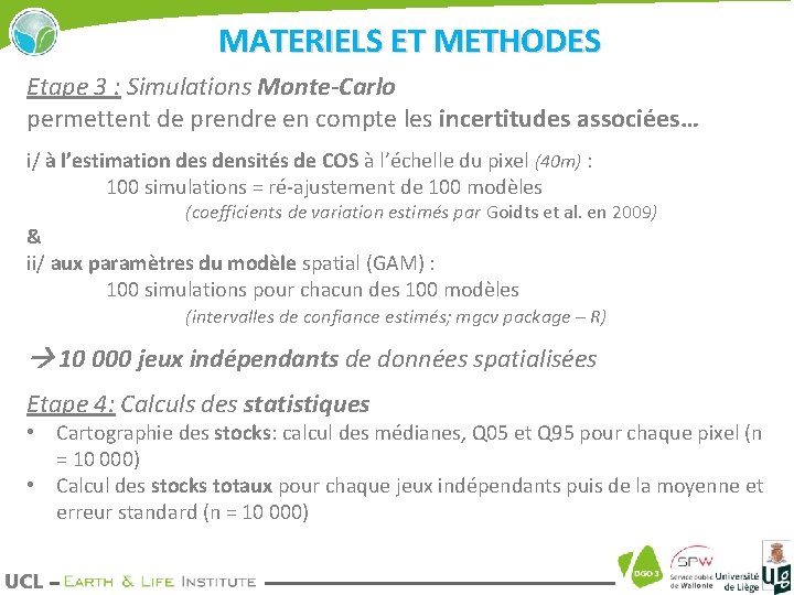 MATERIELS ET METHODES Etape 3 : Simulations Monte-Carlo permettent de prendre en compte les