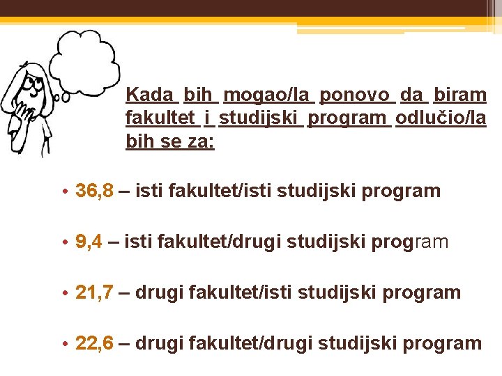 Kada bih mogao/la ponovo da biram fakultet i studijski program odlučio/la bih se za: