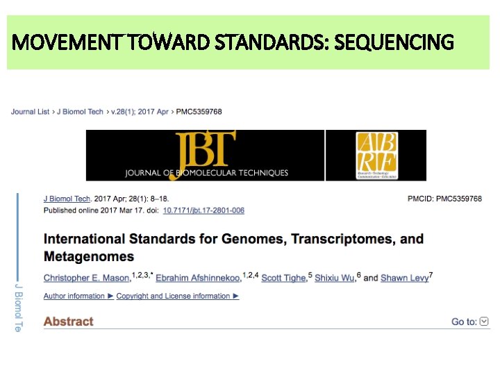 MOVEMENT TOWARD STANDARDS: SEQUENCING 