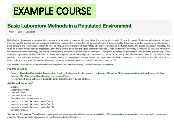 EXAMPLE COURSE 