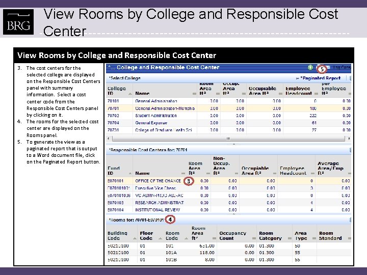 View Rooms by College and Responsible Cost Center 3. The cost centers for the