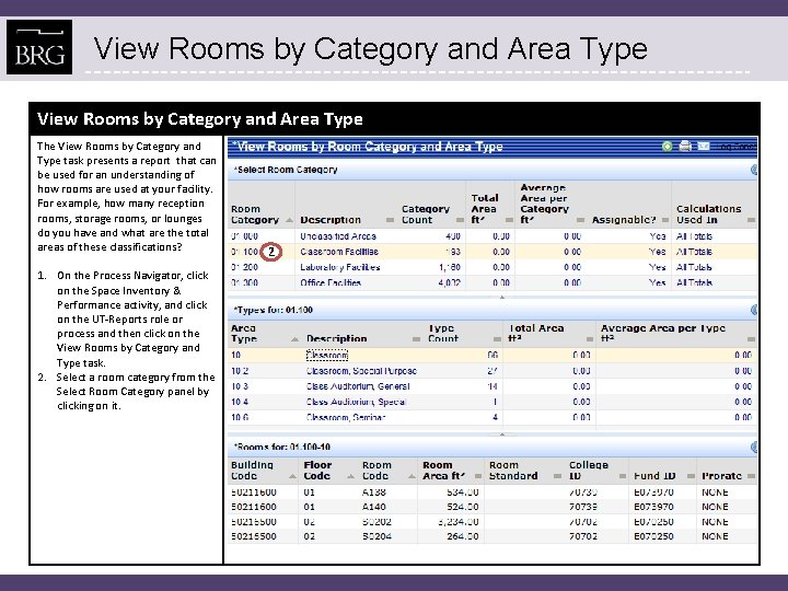 View Rooms by Category and Area Type The View Rooms by Category and Type