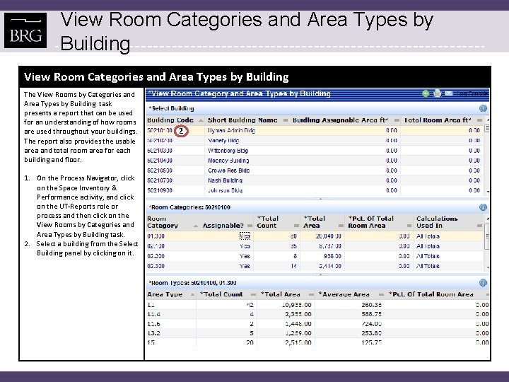 View Room Categories and Area Types by Building The View Rooms by Categories and