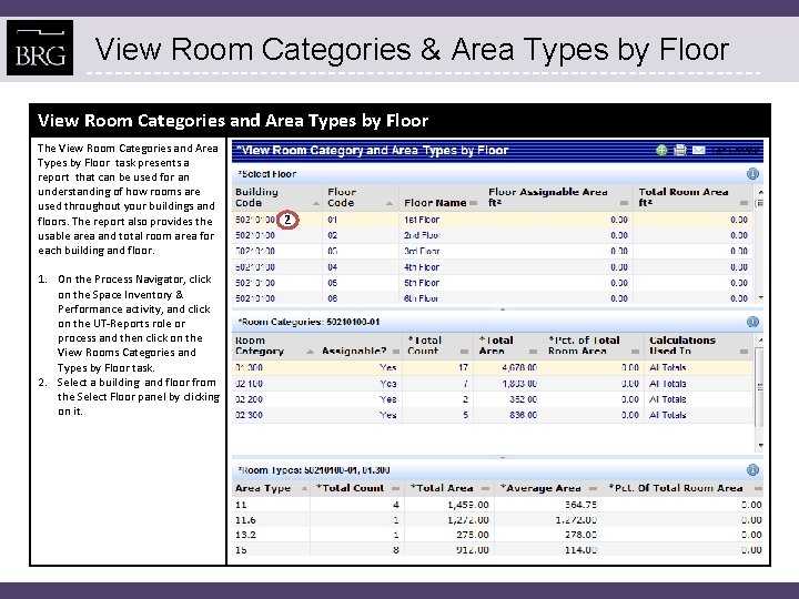View Room Categories & Area Types by Floor View Room Categories and Area Types