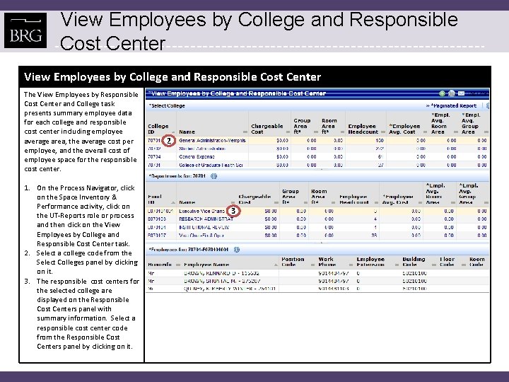 View Employees by College and Responsible Cost Center The View Employees by Responsible Cost