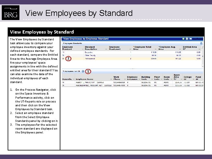 View Employees by Standard The View Employees by Standard task allows you to compare