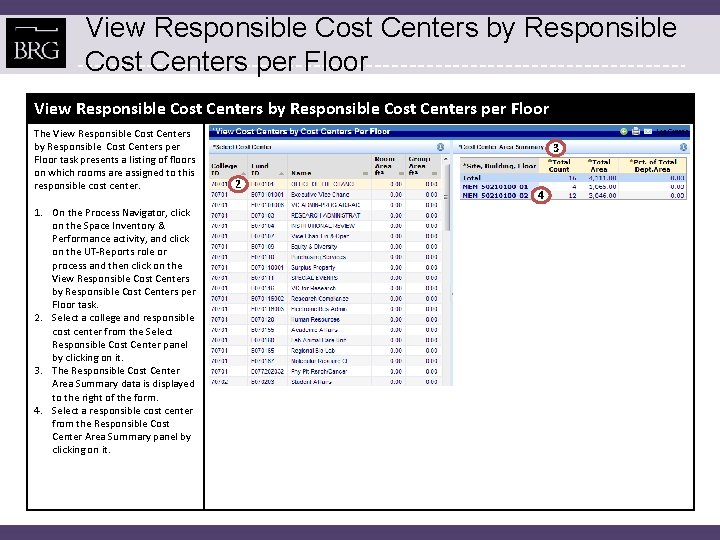 View Responsible Cost Centers by Responsible Cost Centers per Floor The View Responsible Cost