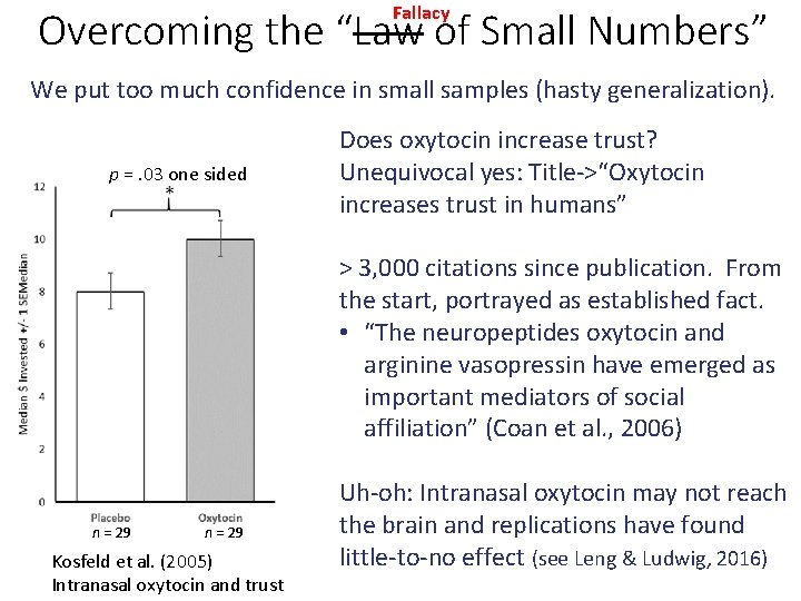 Fallacy Overcoming the “Law of Small Numbers” We put too much confidence in small