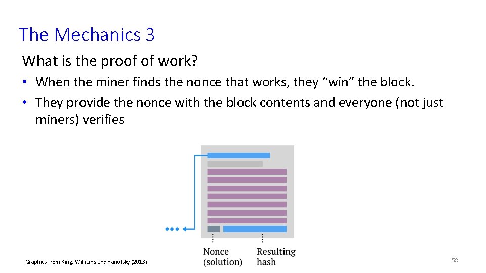 The Mechanics 3 What is the proof of work? • When the miner finds