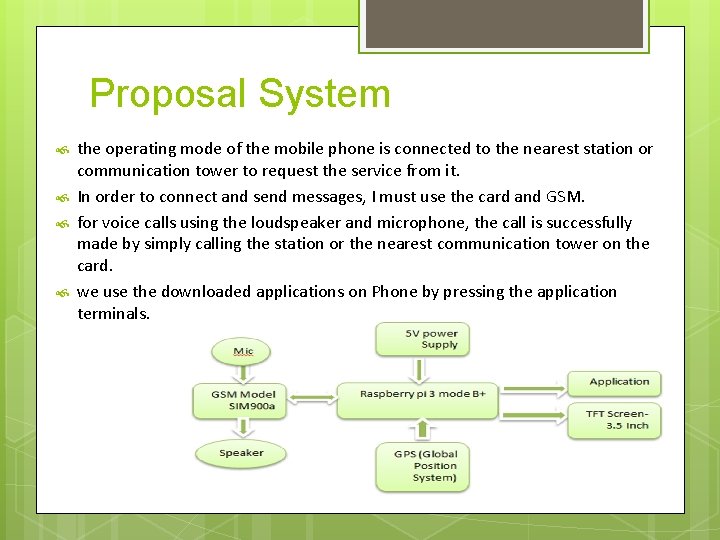 Proposal System the operating mode of the mobile phone is connected to the nearest