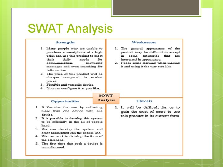 SWAT Analysis 