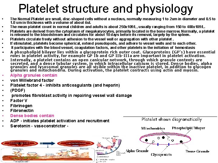 Platelet structure and physiology • • • • • The Normal Platelet are small,