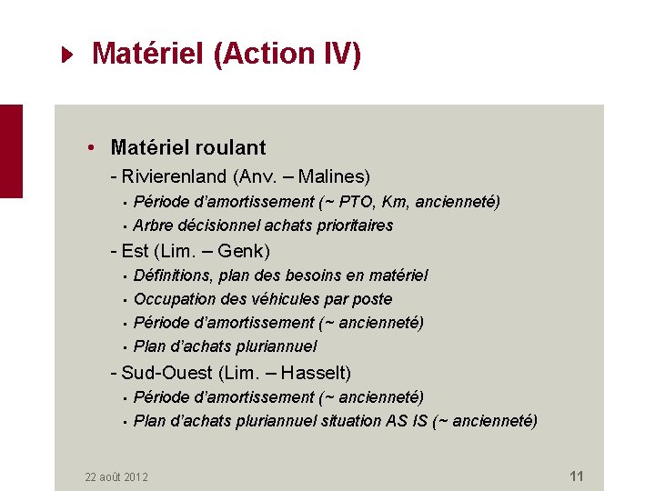 Matériel (Action IV) • Matériel roulant - Rivierenland (Anv. – Malines) • • Période
