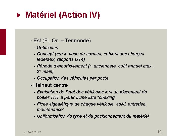 Matériel (Action IV) - Est (Fl. Or. – Termonde) • • Définitions Concept (sur