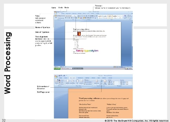 Word Processing 32 © 2010 The Mc. Graw-Hill Companies, Inc. All rights reserved. 
