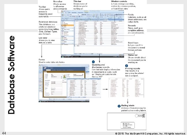 Database Software 44 © 2010 The Mc. Graw-Hill Companies, Inc. All rights reserved. 