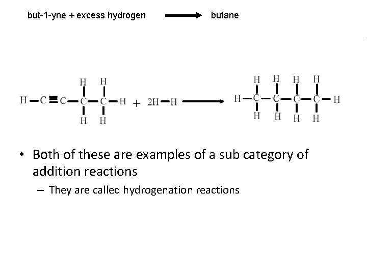 but-1 -yne + excess hydrogen butane • Both of these are examples of a but-1 -yne + excess hydrogen butane • Both of these are examples of a