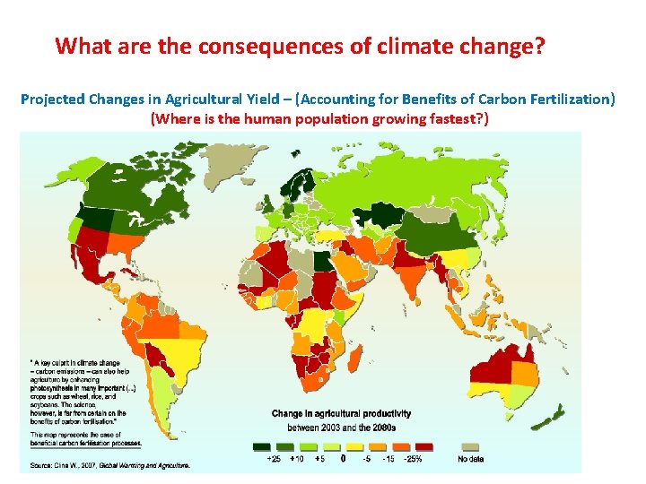 What are the consequences of climate change? Projected Changes in Agricultural Yield – (Accounting
