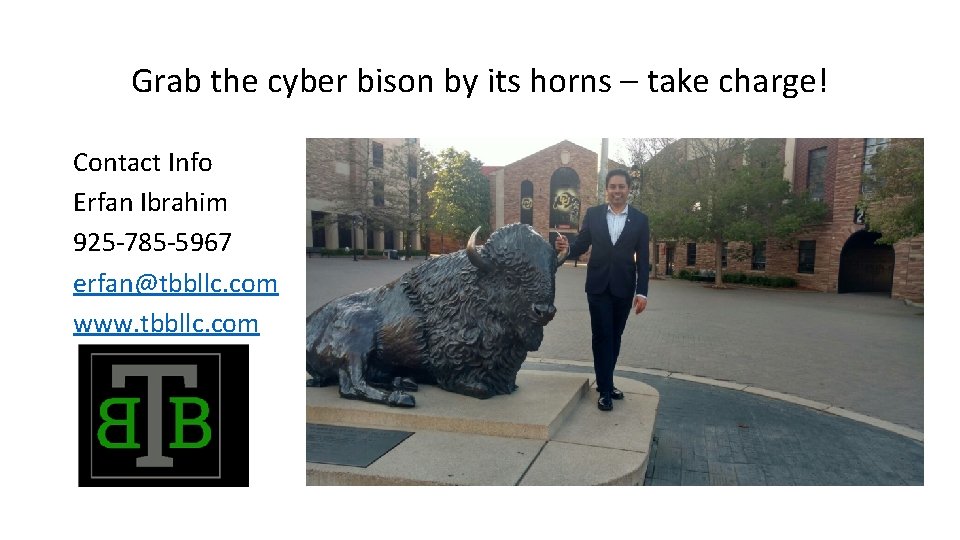 Grab the cyber bison by its horns – take charge! Contact Info Erfan Ibrahim