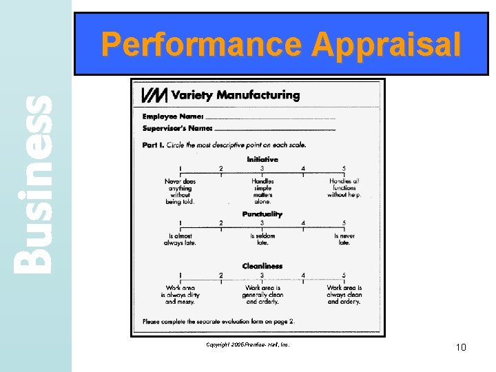 Business Performance Appraisal Copyright 2005 Prentice- Hall, Inc. 10 
