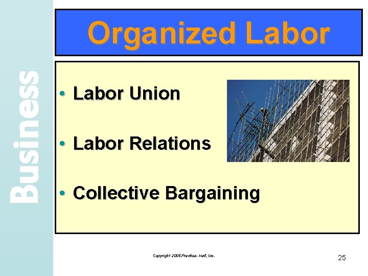 Business Organized Labor • Labor Union • Labor Relations • Collective Bargaining Copyright 2005