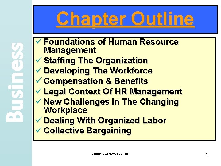 Business Chapter Outline ü Foundations of Human Resource Management ü Staffing The Organization ü