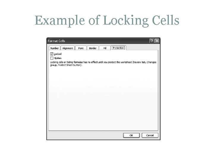 Example of Locking Cells 