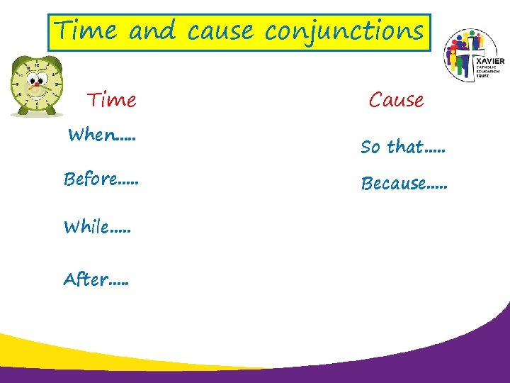 Time and cause conjunctions Time When. . . Before. . . While. . .