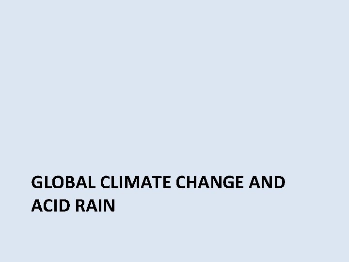 GLOBAL CLIMATE CHANGE AND ACID RAIN 