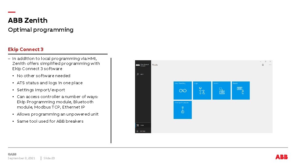 — ABB Zenith Optimal programming Ekip Connect 3 – In addition to local programming