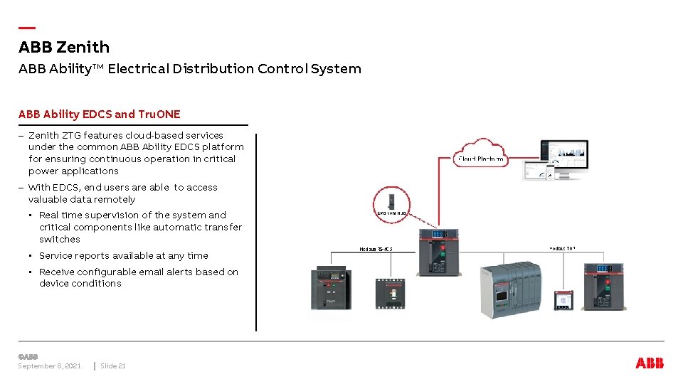 — ABB Zenith ABB Ability™ Electrical Distribution Control System ABB Ability EDCS and Tru.