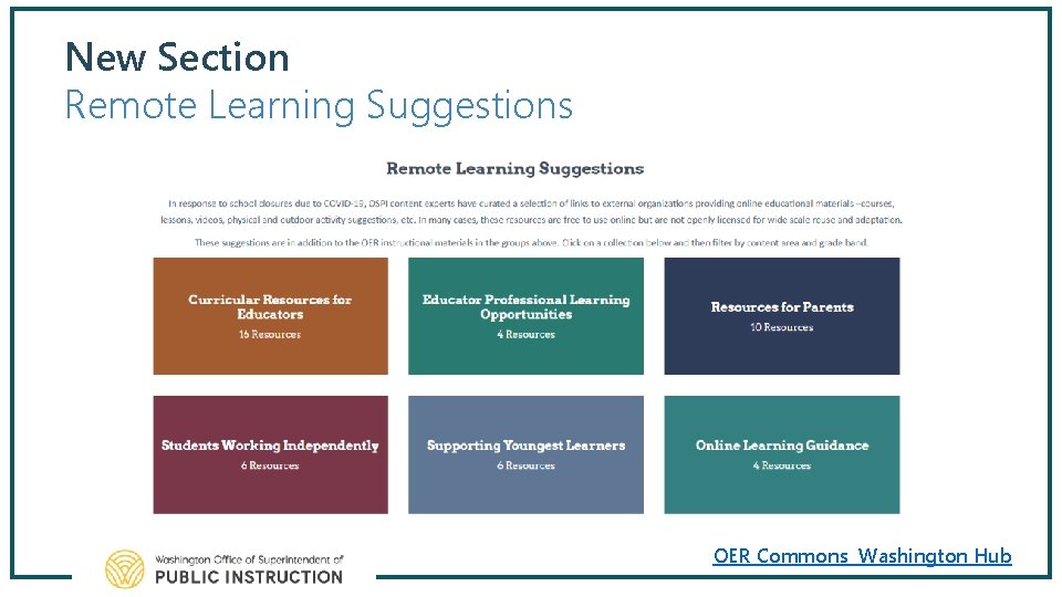New Section Remote Learning Suggestions OER Commons Washington Hub 