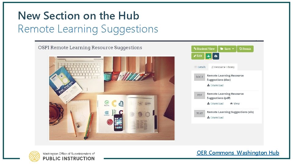 New Section on the Hub Remote Learning Suggestions OER Commons Washington Hub 