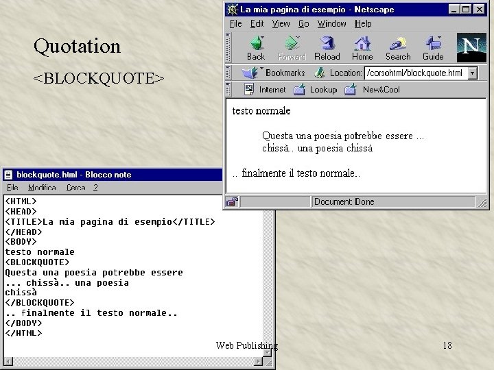 Quotation <BLOCKQUOTE> Web Publishing 18 