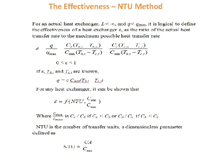 The Effectiveness – NTU Method 