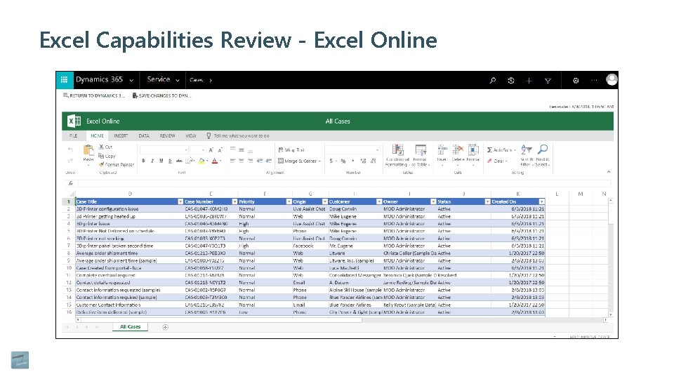 Excel Capabilities Review - Excel Online 