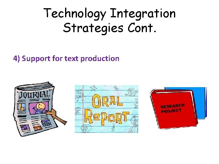 Technology Integration Strategies Cont. 4) Support for text production 