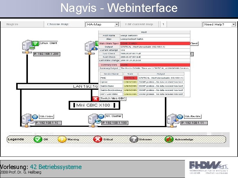 Nagvis - Webinterface Vorlesung: 42 Betriebssysteme 2008 Prof. Dr. G. Hellberg 