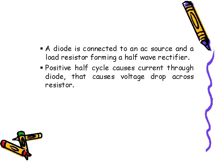 § A diode is connected to an ac source and a load resistor forming
