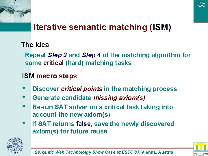 35 Iterative semantic matching (ISM) The idea Repeat Step 3 and Step 4 of