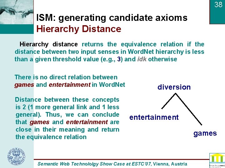 38 ISM: generating candidate axioms Hierarchy Distance Hierarchy distance returns the equivalence relation if