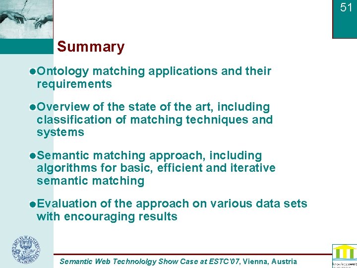 51 Summary Ontology matching applications and their requirements Overview of the state of the