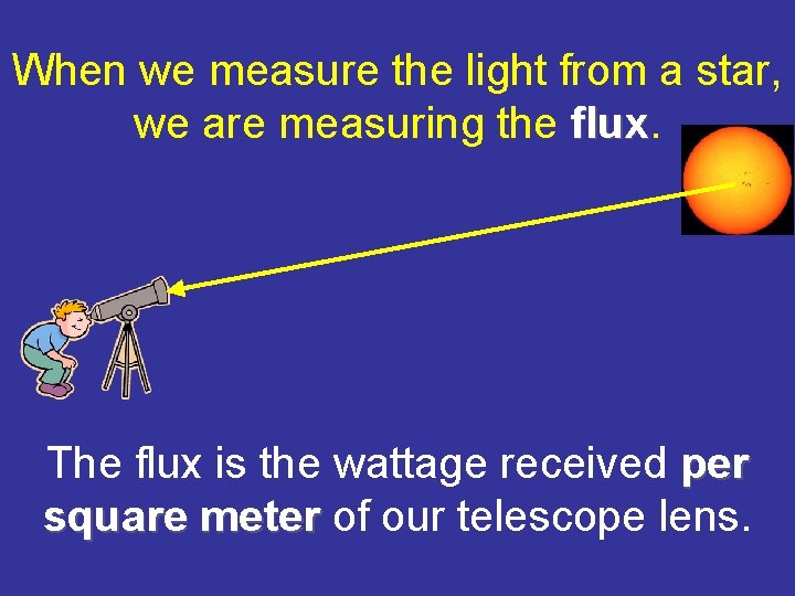 When we measure the light from a star, we are measuring the flux The